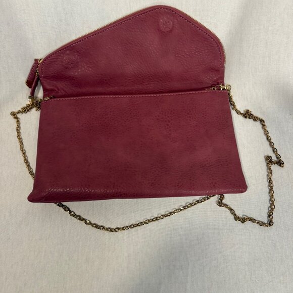 Mauve Crossbody Purse Convertible Clutch Detachable Strap Minimal Bag - Picture 3 of 8